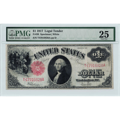 SOLD United States 1917 $1 Legal Tender Note Fr. 39 - PMG VF-25
