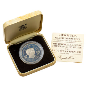 SOLD Bermuda 1981 $1 Sterling Silver Proof Coin  - Royal Wedding