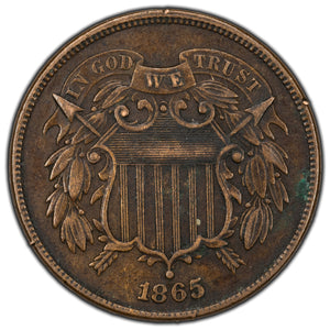 SOLD United States 1865 2 Cents Coin - Light Corrosion/Rim Damage