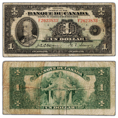 SOLD $1 1935 Banque du Canada Note French Text BC-2 - VG/F