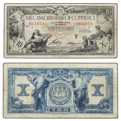 SOLD $10 1935 Canadian Bank of Commerce Chartered Note #75-18-06 - Light Writing