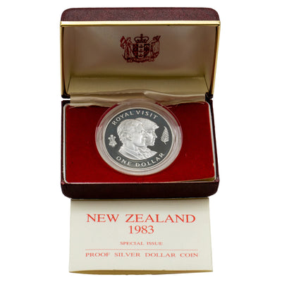 New Zealand 1983 $1 One Dollar Proof Silver Coin - Royal Visit