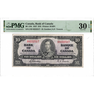 SOLD $10 1937 Bank of Canada Note Z/D Changeover Prefix BC-24b - PMG VF-30 EPQ