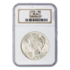 SOLD United States 1923 $1 Peace Dollar Silver Coin - NGC MS-64