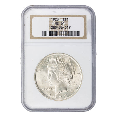 SOLD United States 1923 $1 Peace Dollar Silver Coin - NGC MS-64