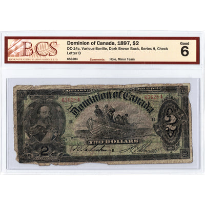 SOLD $2 1897 Dominion of Canada Note Boville DC-14c - BCS G-6