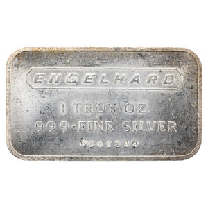 SOLD Engelhard 1oz .999 Fine Silver Bar - Pebbled Finish Back