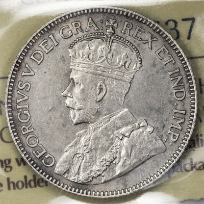 SOLD Canada 1916 25 Cents Quarter Silver Coin - ICCS AU-50 (cleaned)