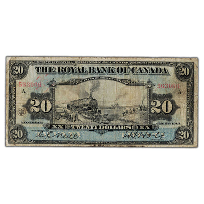 SOLD $10 1913 Royal Bank of Canada Chartered Note #630-12-12 - Minor Crayon