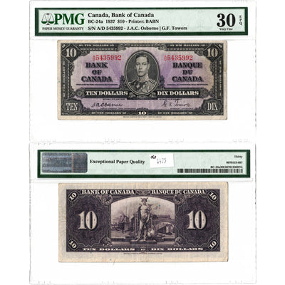 $10 1937 Bank of Canada Note Osborne Signature BC-24a - PMG VF-30 EPQ