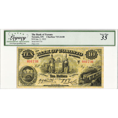 $10 1935 The Bank of Toronto Chartered Note #715-24-08 - Legacy VF-35