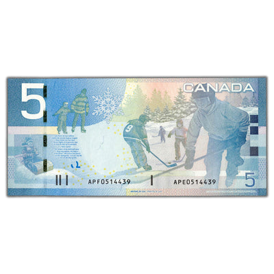 SOLD $5 2006 Bank of Canada Note BC-67b - APF/APE Mismatched Prefix Error