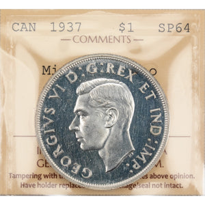 SOLD Canada 1937 $1 Silver Dollar Mirror Specimen Coin - ICCS SP-64 Cameo