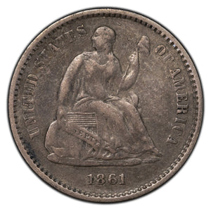 SOLD United States 1861 Seated Liberty Half Dime Silver Coin