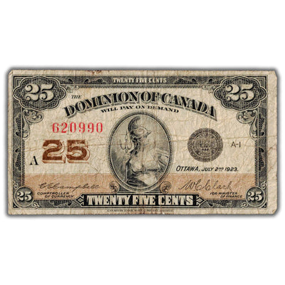 25 Cents 1923 Dominion of Canada Shinplaster Note DC-24d