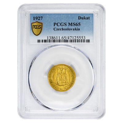 SOLD Czechoslovakia 1927 Dukat Gold Coin KM #8 - PCGS MS-65