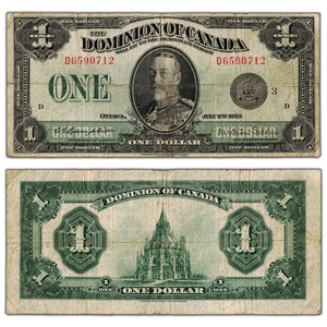 $1 1923 Dominion of Canada Note Black Seal Series D DC-25n - Fine