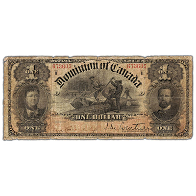 $1 1898 Dominion of Canada Note Courtney Series H DC-13b - Small Hole/Light Tears