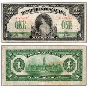 $1 1917 Dominion of Canada Note Saunders No Seal Series Z DC-23b - VF (stained)