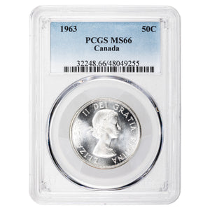 SOLD Canada 1963 50 Cents Half Dollar Silver Coin - PCGS MS-66