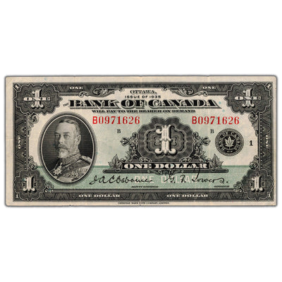 $1 1935 Bank of Canada Note English Text Letter 'B' BC-1 - VF