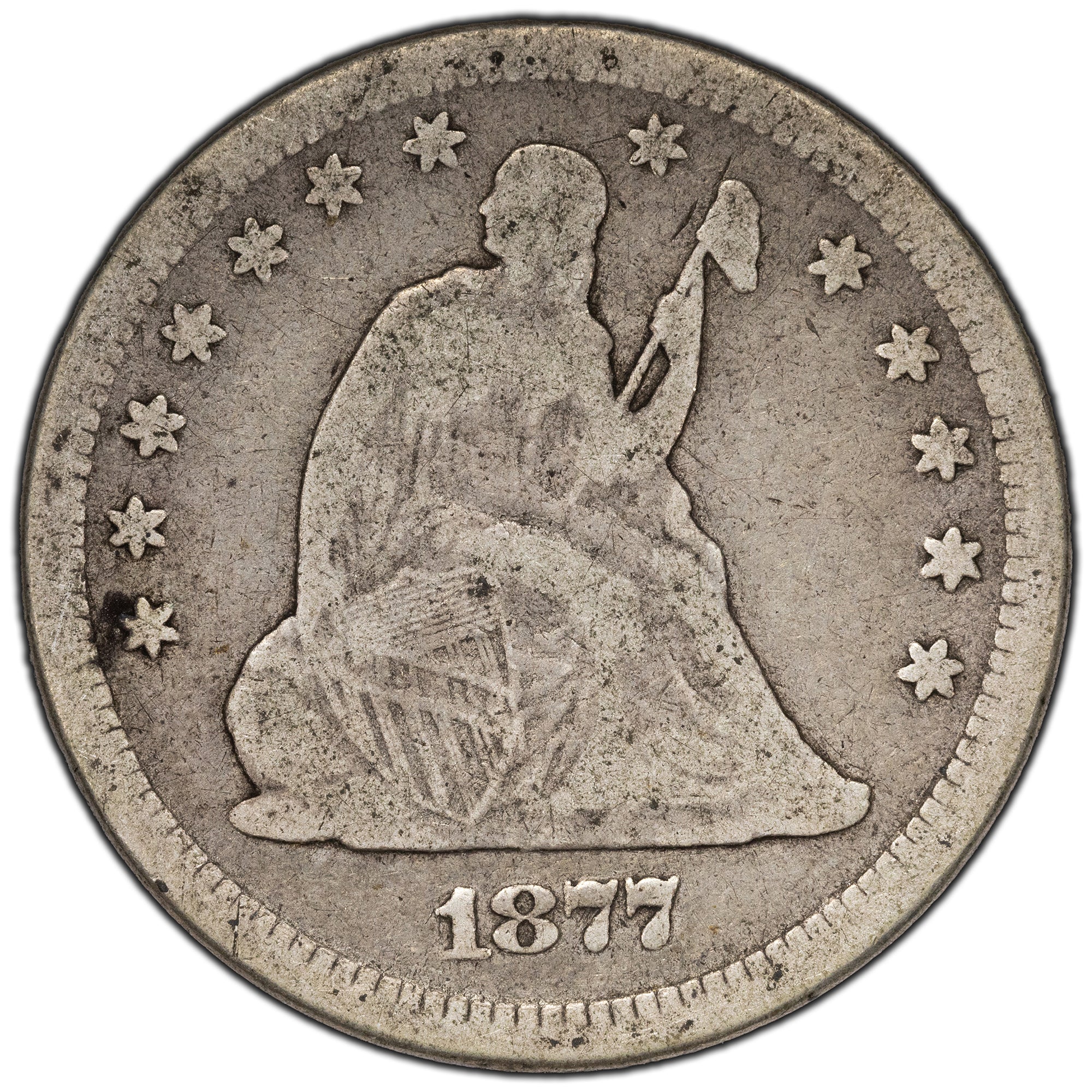 SOLD United States 1877 25 Cents Seated Liberty Quarter Silver Coin ...