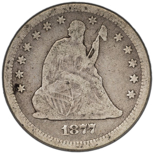 SOLD United States 1877 25 Cents Seated Liberty Quarter Silver Coin