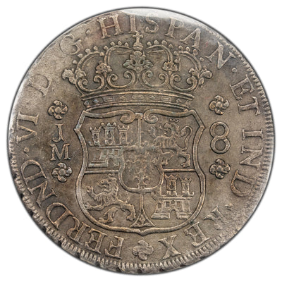 SOLD Peru 1757-LM JM 8 Reales Silver Coin Auguste 1761 Shipwreck - ICCS VF-30