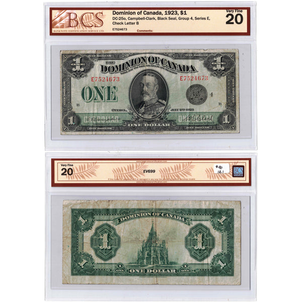 SOLD $1 1923 Dominion of Canada Note Campbell-Clark Black Seal DC-25o ...