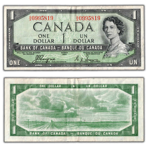 SOLD $1 1954 Bank of Canada Note Devil Face G/A Prefix BC-29a - VF
