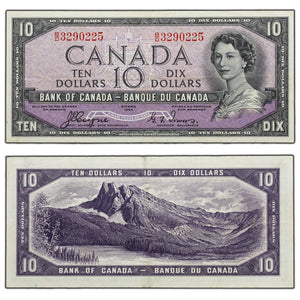 SOLD $10 1954 Bank of Canada Note Devil Face B/D Prefix BC-32a - VF/EF