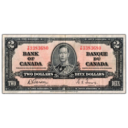 $2 1937 Bank of Canada Note Gordon-Towers Y/B Prefix BC-22b - VF