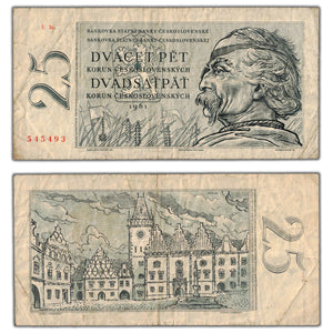 SOLD Czechoslovakia 1961 25 Korun Note P #89 - Circulated