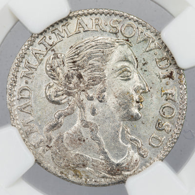 Italy 1667-A 1 Lui  Fosdinovo Silver Coin - NGC MS-62