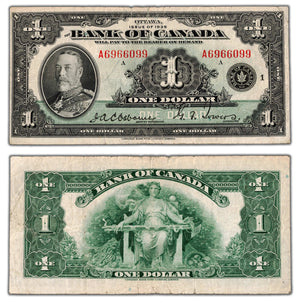 SOLD $1 1935 Bank of Canada Note English Text Letter 'A' BC-1 - Minor Pencil