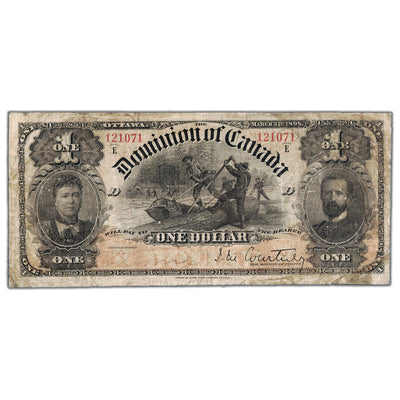 SOLD $1 1898 Dominion of Canada Note Courtney Series E DC-13b - Fine