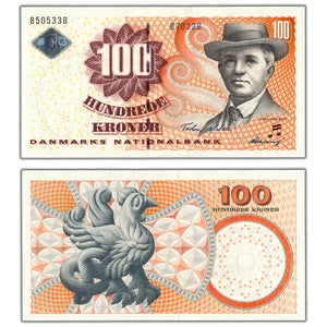 SOLD Denmark 2002 100 Kroner Note P #61a - AU+