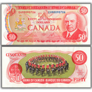 SOLD $50 1975 Bank of Canada Note Crow-Bouey EHM Prefix BC-51b - Crisp EF/AU