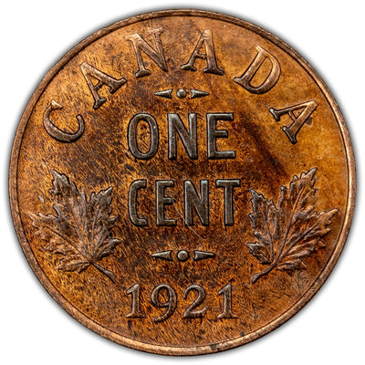 Canada 1921 1 Small Cent Coin - MS-62 Red & Brown