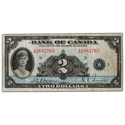 $2 1935 Bank of Canada Note English Text BC-3 - Fine