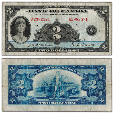 SOLD $2 1935 Bank of Canada Note English Text BC-3 - Fine