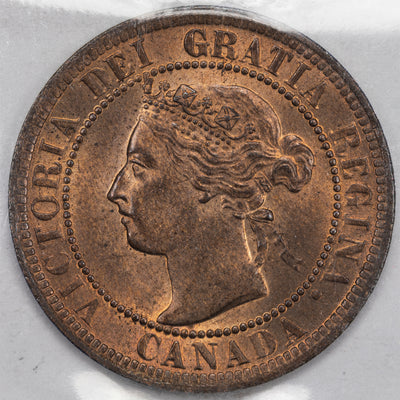 SOLD Canada 1900-H 1 Large Cent Coin - ICCS MS-64 Red