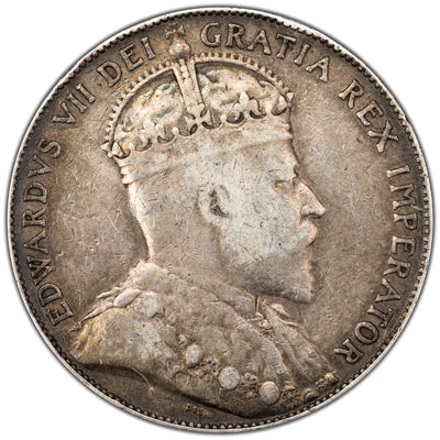 Canada 1910 Edwardian Leaves 50 Cents Half Dollar Silver Coin - Fine-15