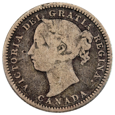 Canada 1885 Obverse 5 10 Cents Dime Silver Coin - ICCS G-6