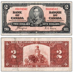 $2 1937 Bank of Canada Note Coyne-Towers B/R Prefix BC-22c - VF