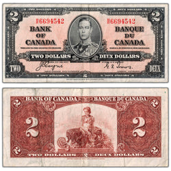 $2 1937 Bank of Canada Note Coyne-Towers B/R Prefix BC-22c - VF