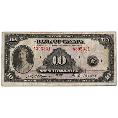SOLD $10 1935 Bank of Canada Note English Text BC-7 - Fine