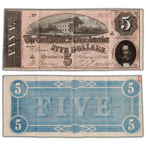 SOLD United States Confederate 1864 $5 Five Dollars Note T-69