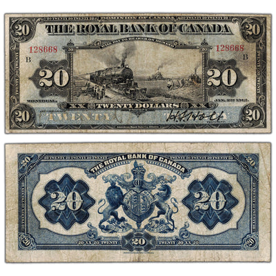 SOLD $20 1913 Royal Bank of Canada Chartered Note #630-12-10 - Fine