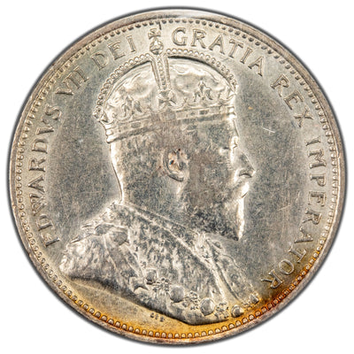 Canada 1902 25 Cents Quarter Silver Coin - ICCS EF-40